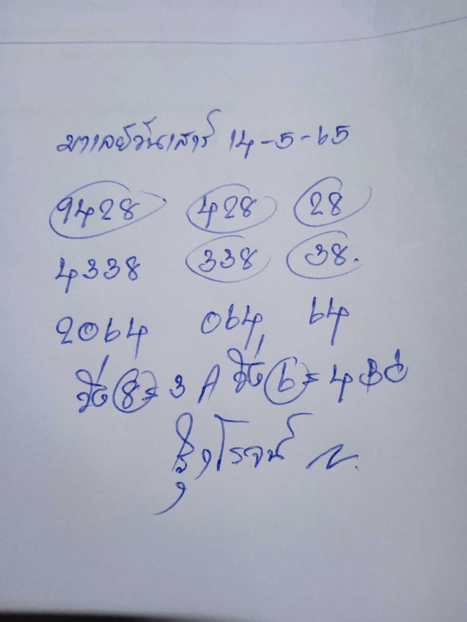 หวยมาเลย์ 14/5/65 ชุดที่ 9