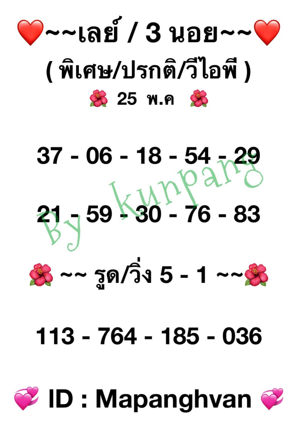 หวยมาเลย์ 25/5/65 ชุดที่ 1