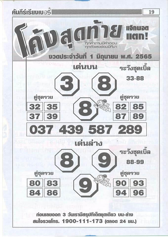 หวยโค้งสุดท้าย 1/6/65