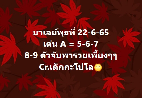 หวยมาเลย์ 22/6/65 ชุดที่ 4