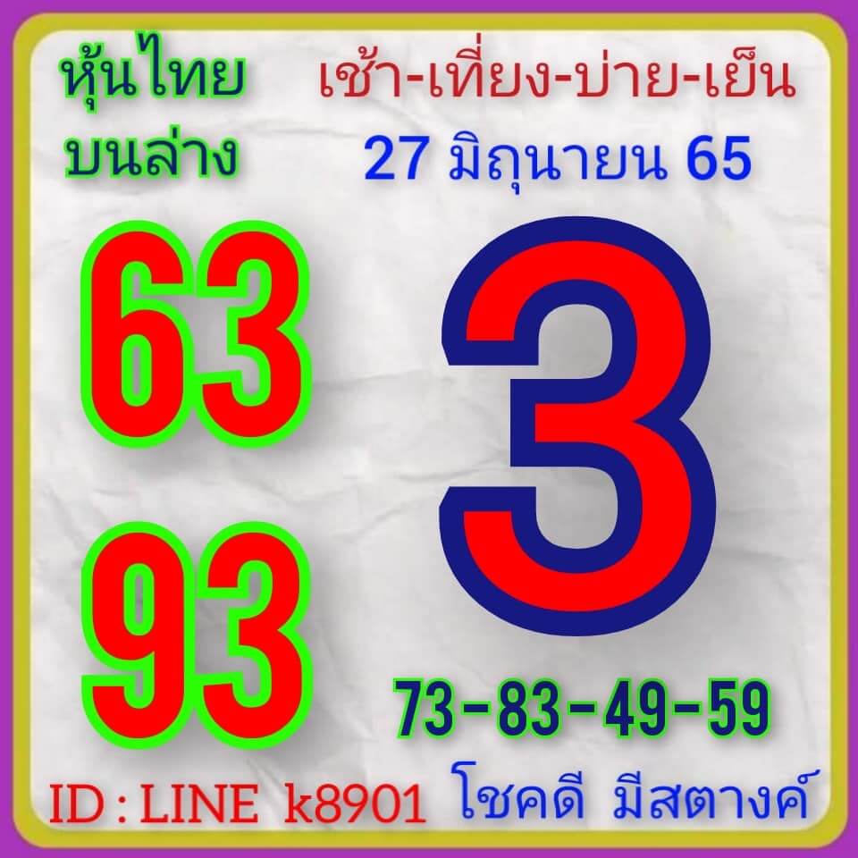 หวยหุ้น 27/6/65 ชุดที่ 1