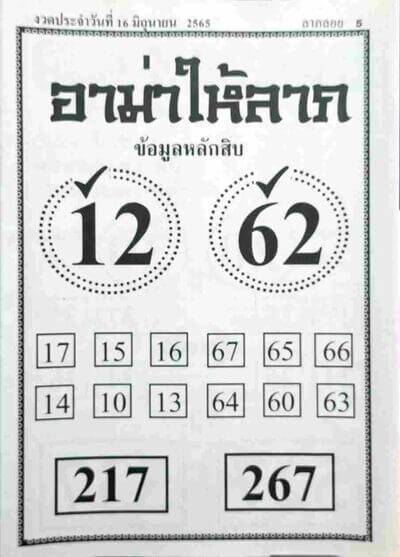 หวยอาม่าให้ลาภ 16/6/65