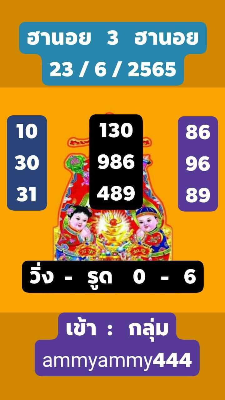 หวยฮานอย 23/6/65 ชุดที่ 2