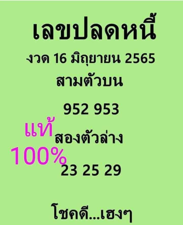 เลขปลดหนี้ 16/6/65