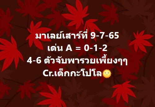 หวยมาเลย์ 9/7/65 ชุดที่ 3