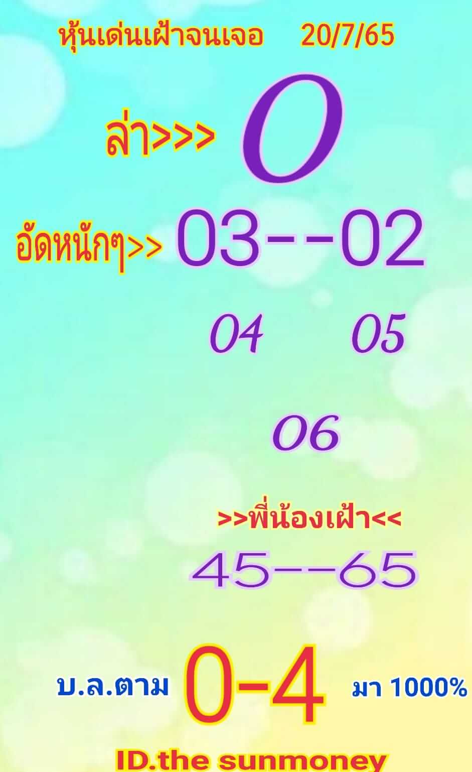 หวยหุ้น 20/7/65 ชุดที่ 1