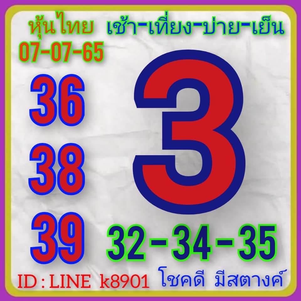 หวยหุ้น 7/7/65 ชุดที่ 3