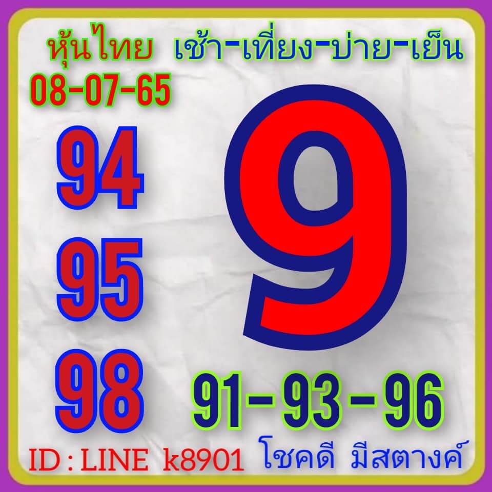 หวยหุ้น 8/7/65 ชุดที่ 3