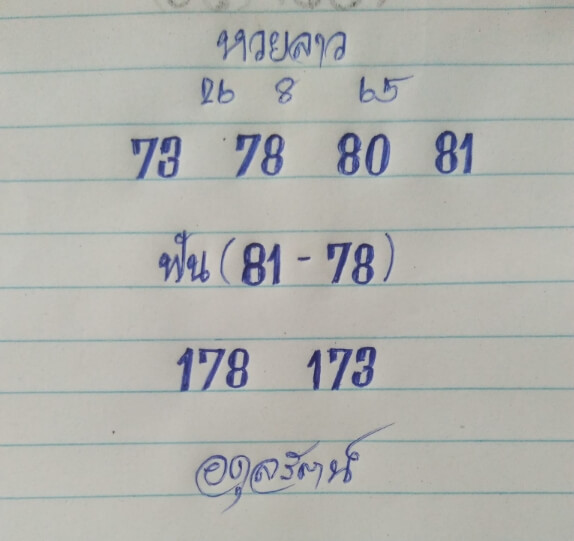 หวยลาว 26/8/65 ชุดที่ 9