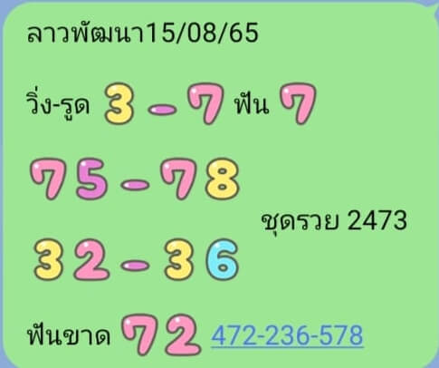 หวยลาว 15/8/65 ชุดที่ 1