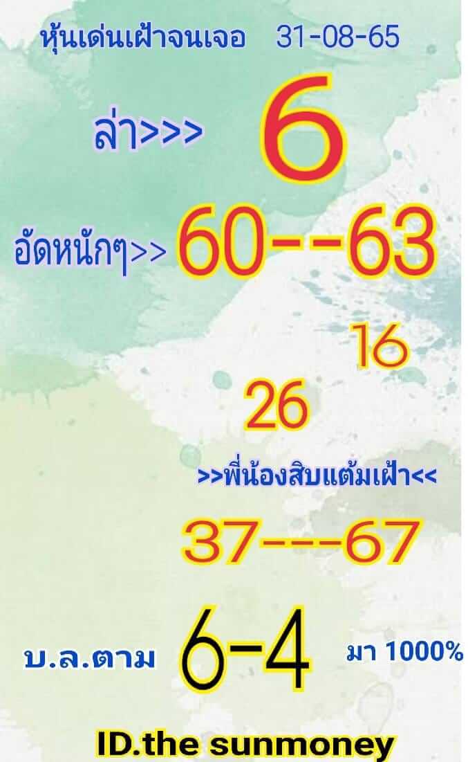 หวยหุ้น 31/8/65 ชุดที่ 9