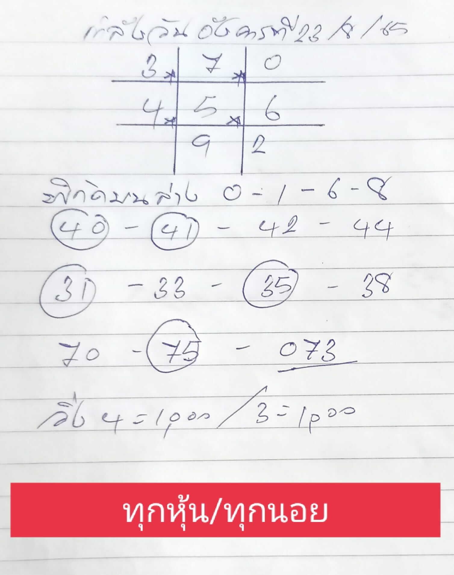 หวยฮานอย 23/8/65 ชุดที่ 2