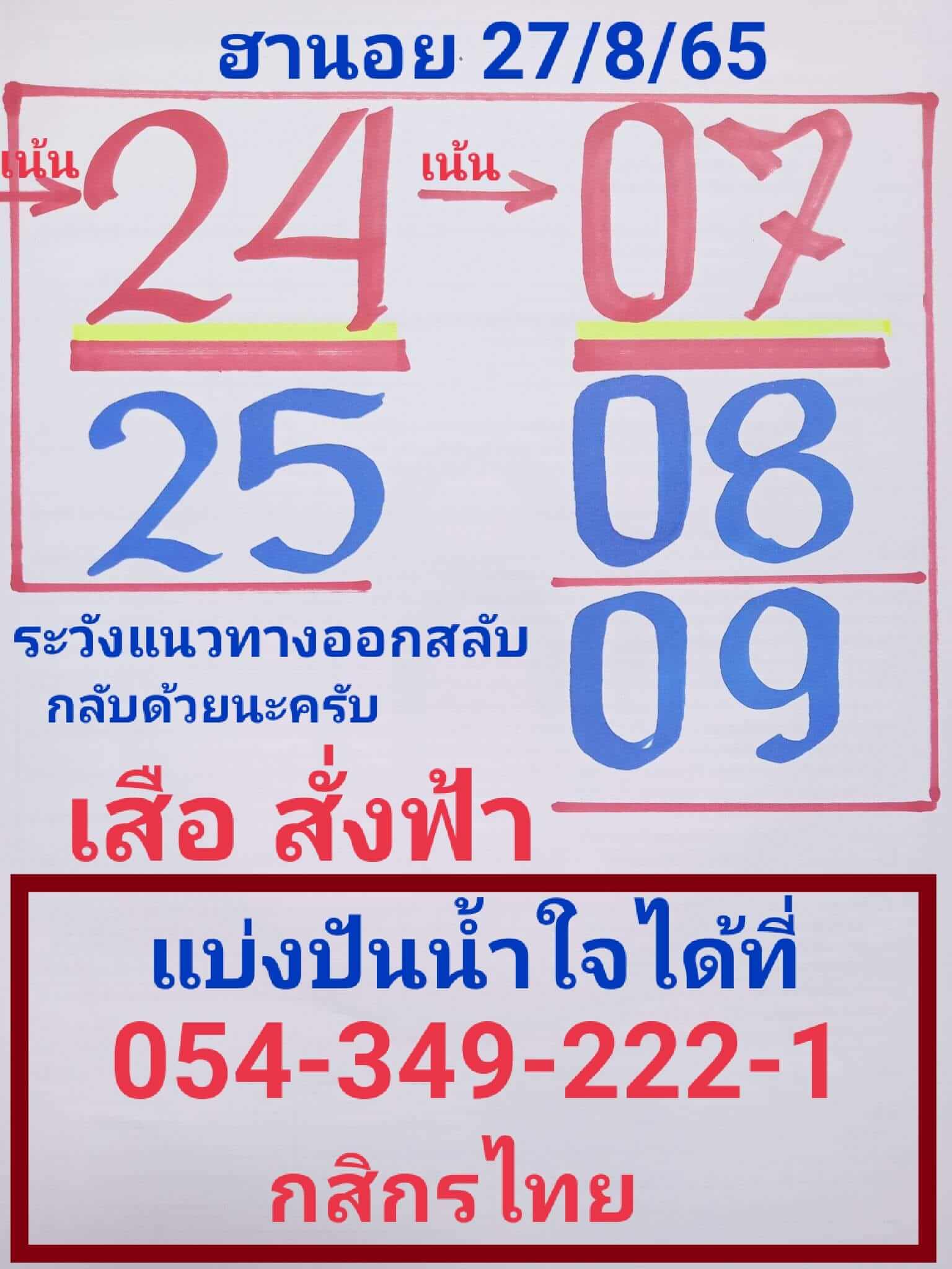 หวยฮานอย 27/8/65 ชุดที่ 2