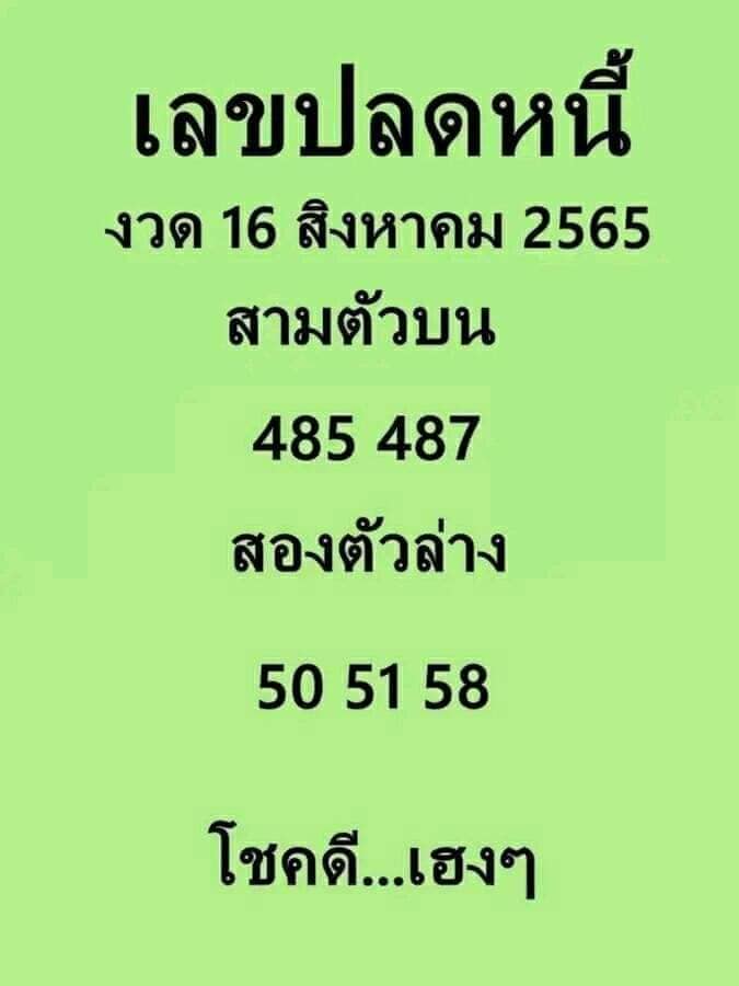 เลขปลดหนี้ 16/8/65