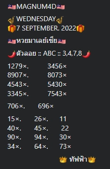 หวยมาเลย์ 7/9/65 ชุดที่ 10