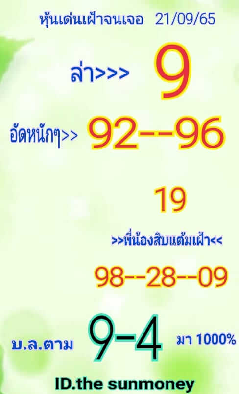 หวยหุ้น 21/9/65 ชุดที่ 10