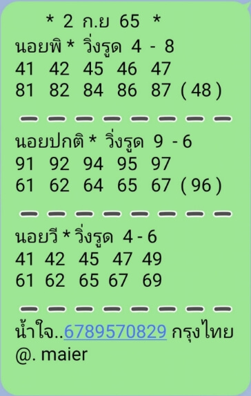 หวยฮานอย 2/9/65 ชุดที่ 9