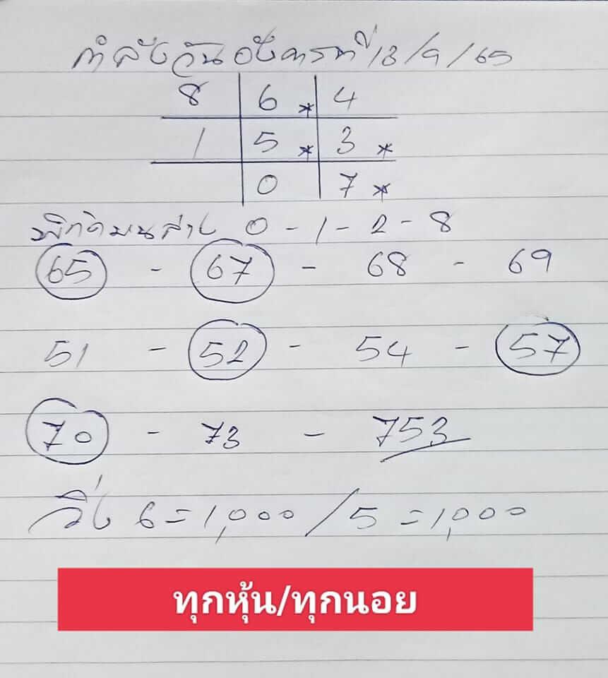 หวยฮานอย 13/9/65 ชุดที่ 3