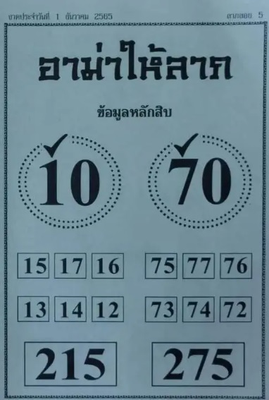 หวยอาม่าให้ลาภ 1/12/65