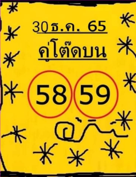 หวยคู่โต๊ดบน 30/12/65