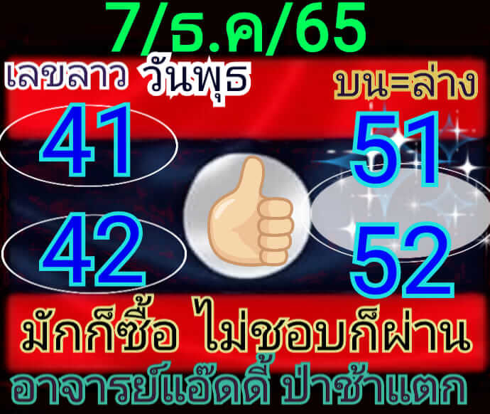 หวยลาว 7/12/65 ชุดที่ 1