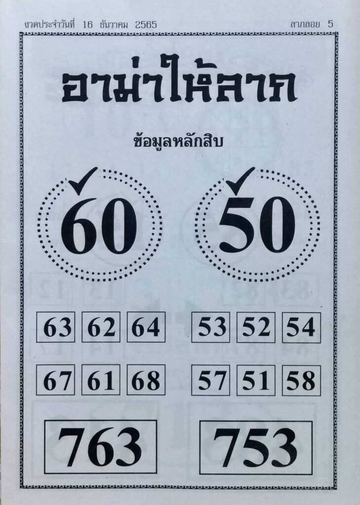 หวยอาม่าให้ลาภ 16/12/65