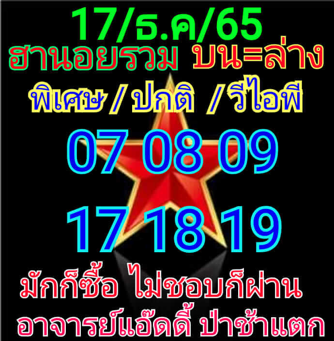 หวยฮานอย 17/12/65 ชุดที่ 3