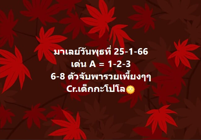 หวยมาเลย์ 25/1/66 ชุดที่ 10