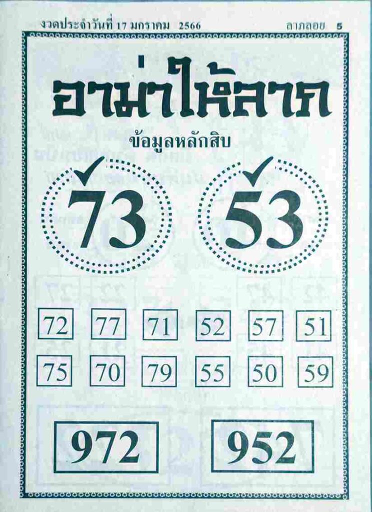 หวยอาม่าให้ลาภ 17/1/66
