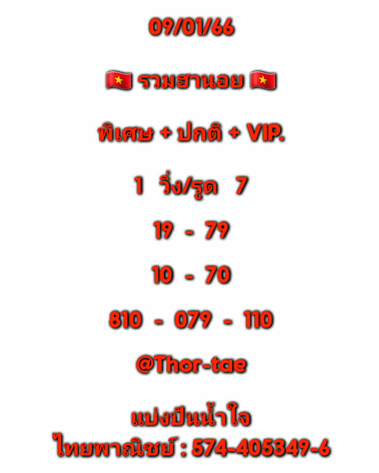 หวยฮานอย 9/1/66 ชุดที่ 10