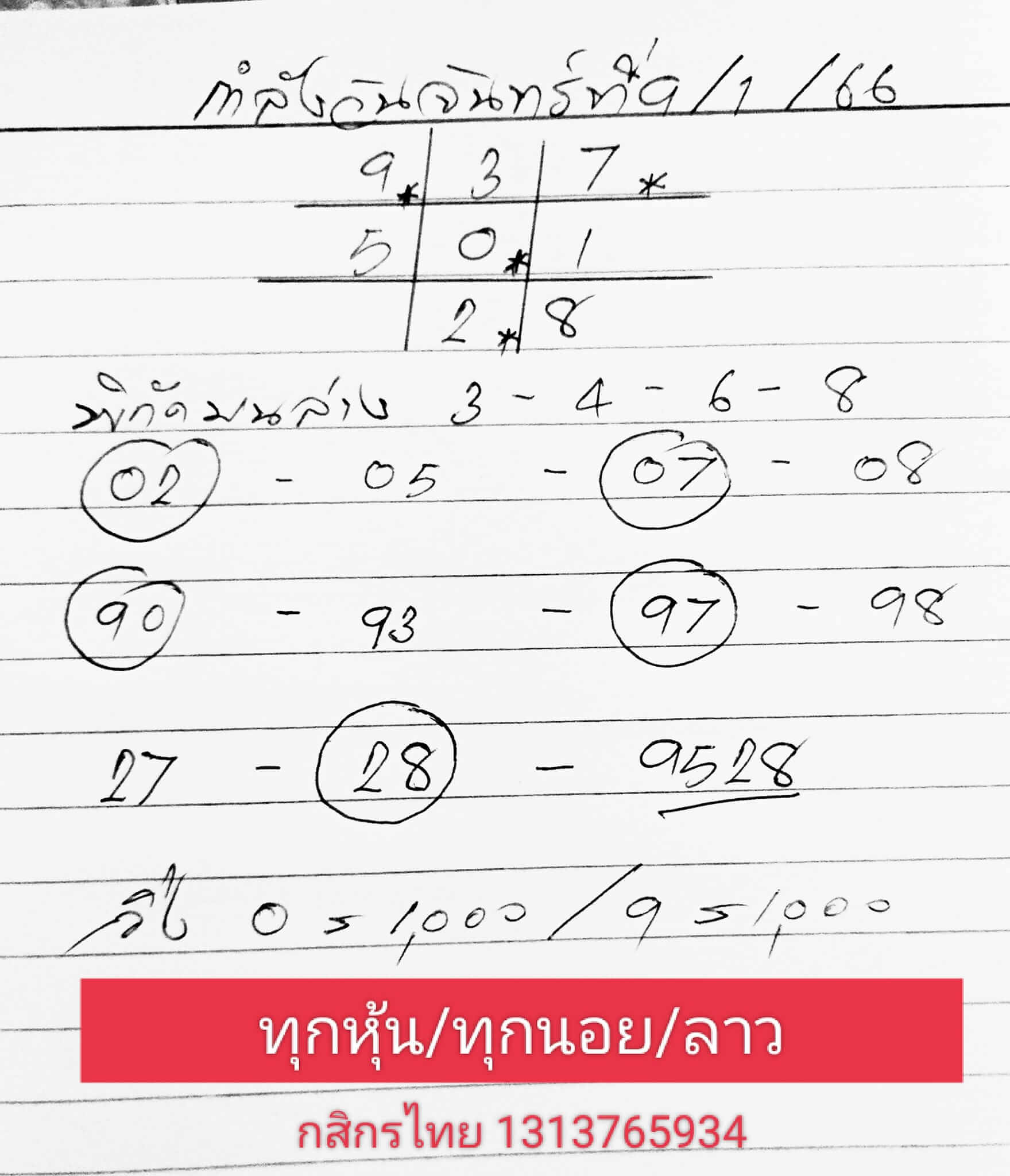 หวยฮานอย 9/1/66 ชุดที่ 6