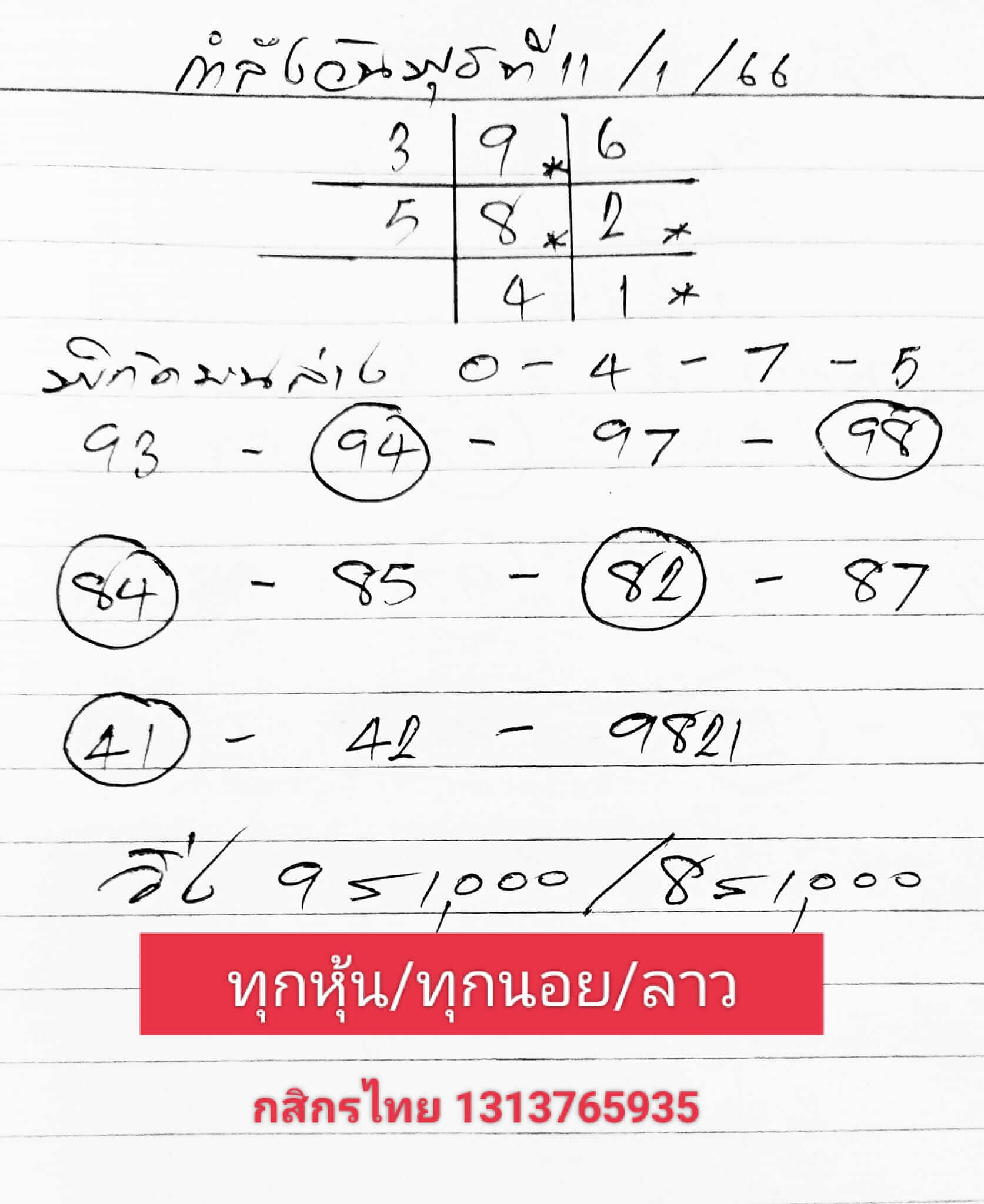 หวยฮานอย 11/1/66 ชุดที่ 10
