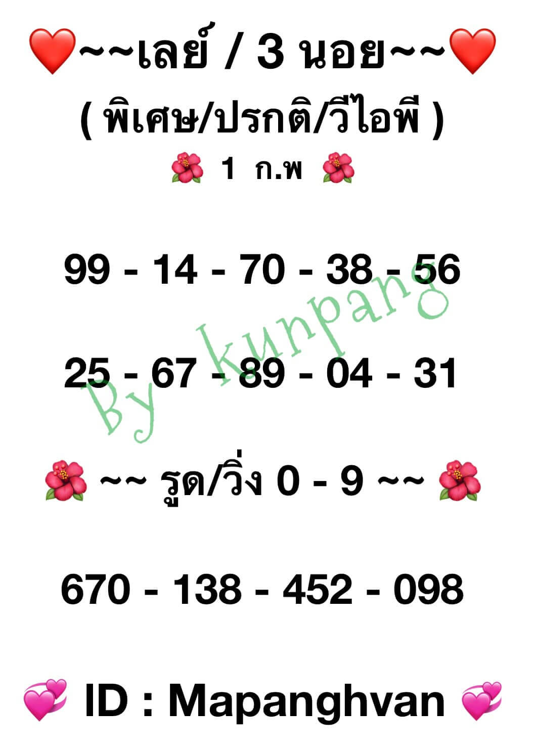 หวยมาเลย์ 1/2/66 ชุดที่ 9