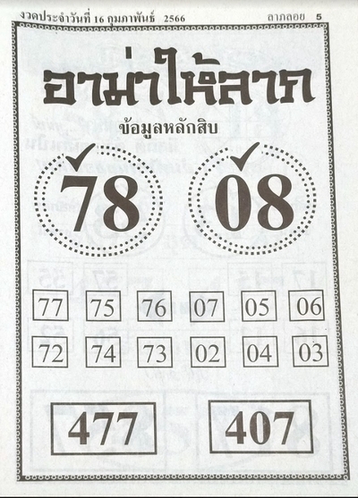 หวยอาม่าให้ลาภ 16/2/66