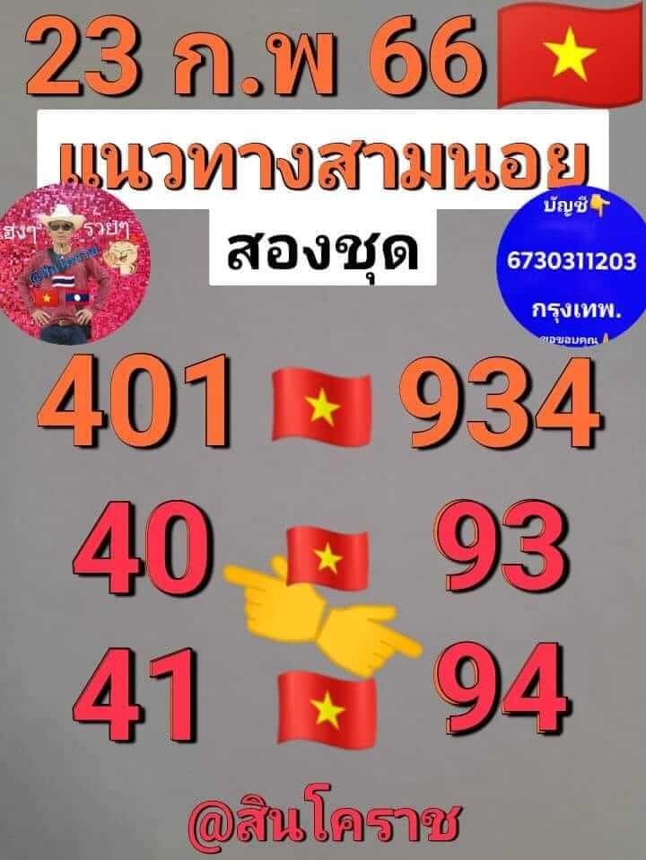 หวยฮานอย 23/2/66 ชุดที่ 10