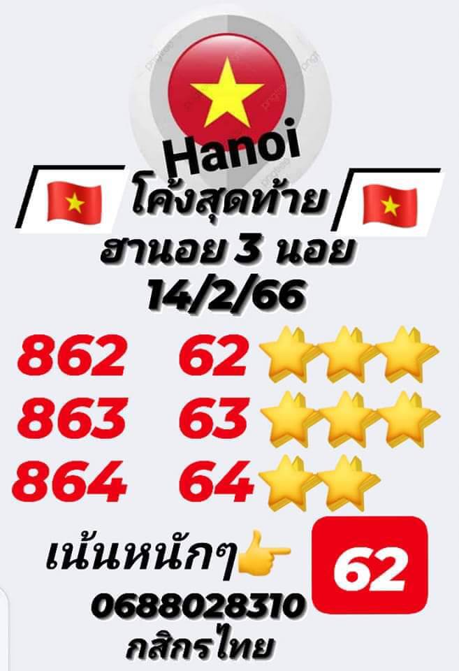 หวยฮานอย 14/2/66 ชุดที่ 4
