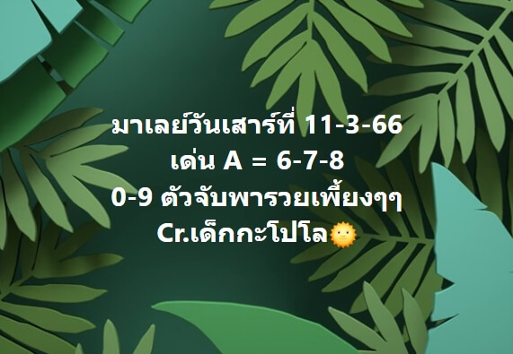 หวยมาเลย์ 11/3/66 ชุดที่ 10