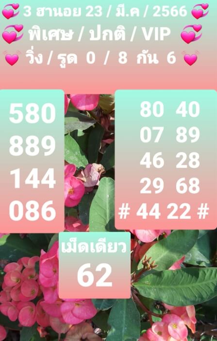 หวยฮานอย 23/3/66 ชุดที่ 10