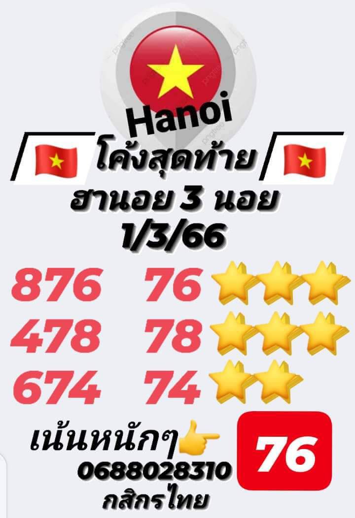 หวยฮานอย 1/3/66 ชุดที่ 2