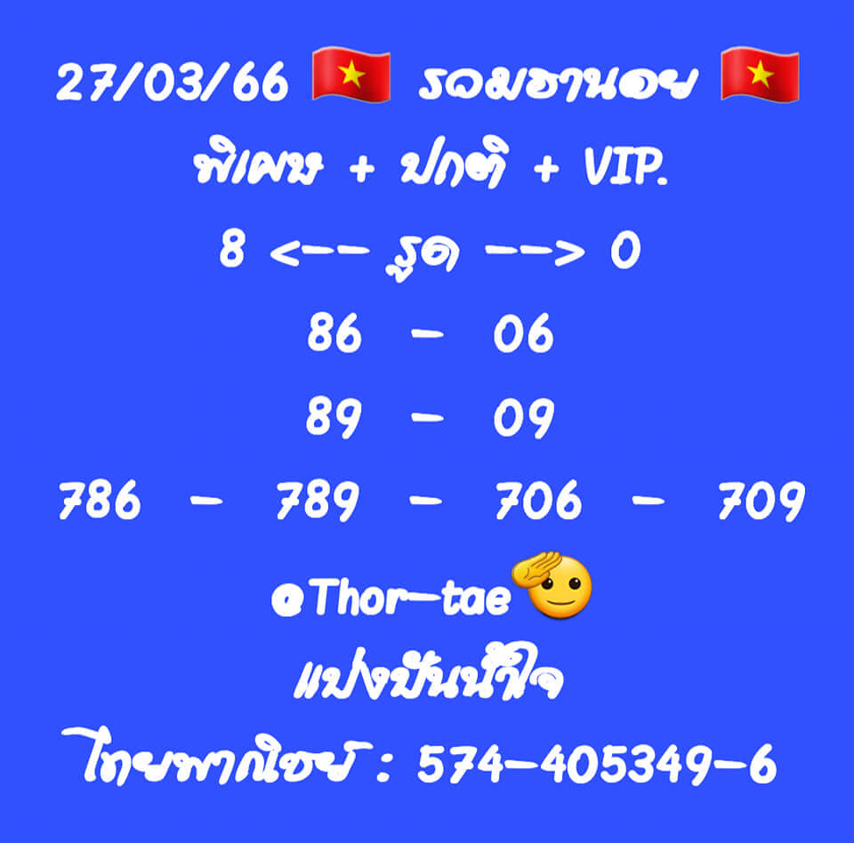 หวยฮานอย 27/3/66 ชุดที่ 3