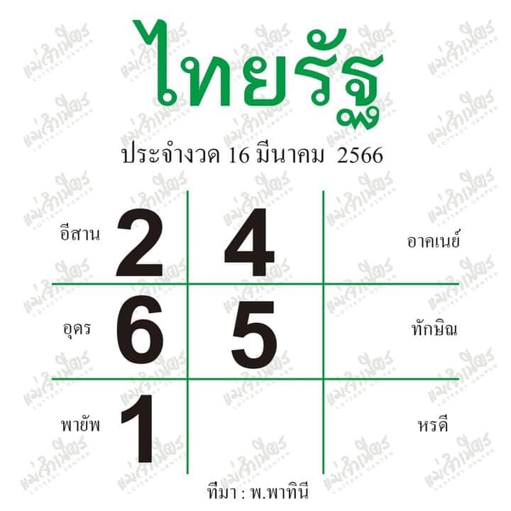 หวยไทยรัฐ 16/3/66
