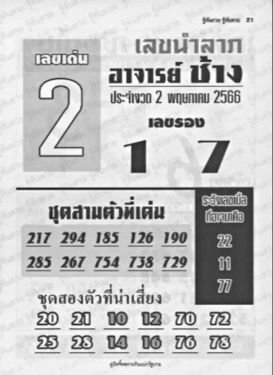 หวยอาจารย์ช้าง 2/5/66