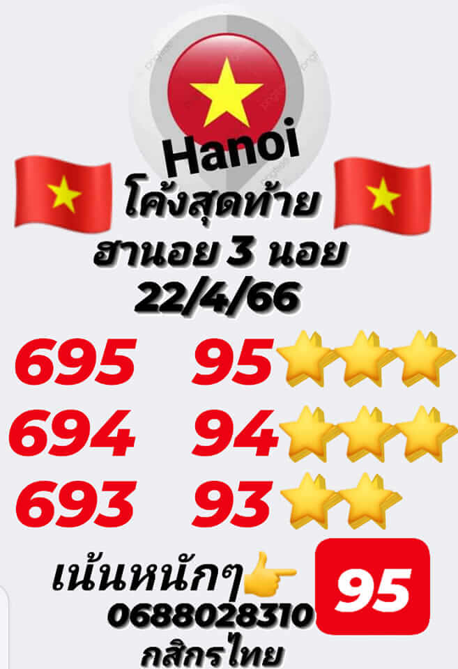 หวยฮานอย 22/4/66 ชุดที่ 7