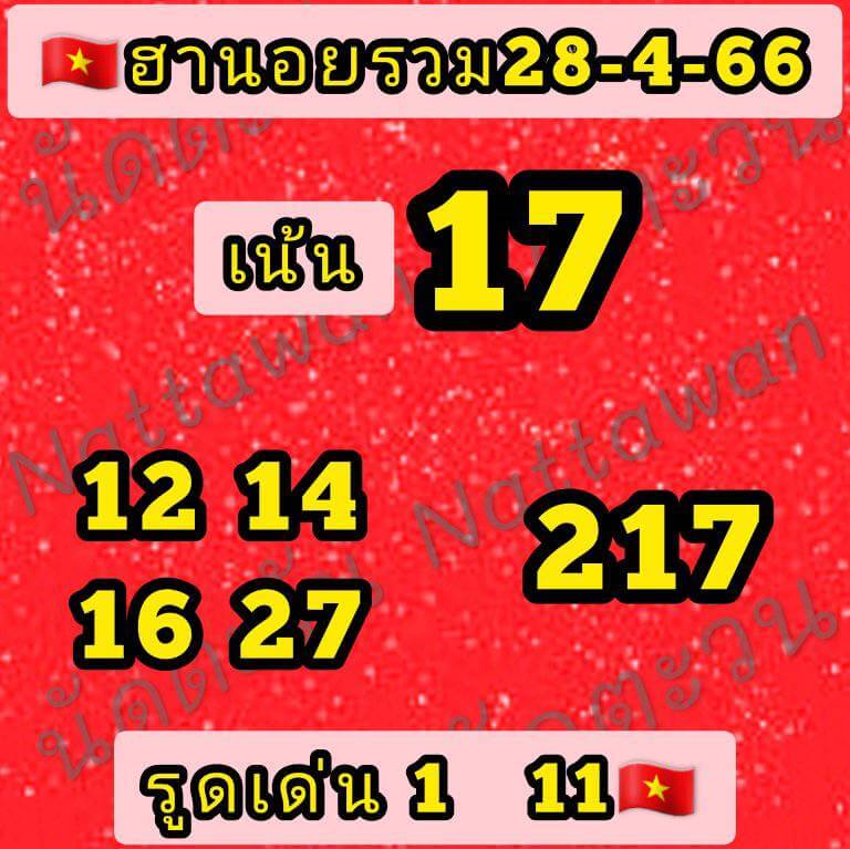 หวยฮานอย 28/4/66 ชุดที่ 9