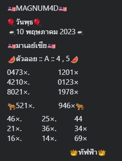 หวยมาเลย์ 10/5/66 ชุดที่ 10