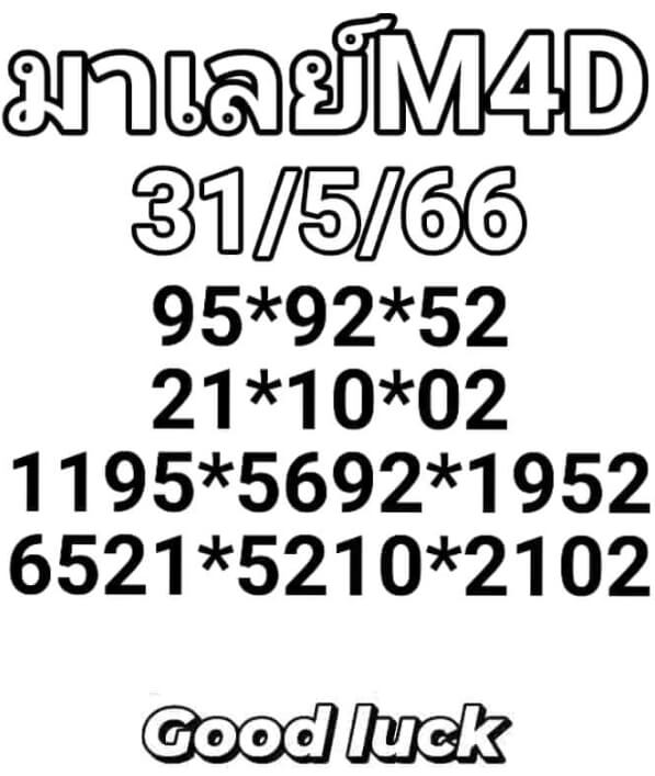 หวยมาเลย์ 31/5/66 ชุดที่ 5