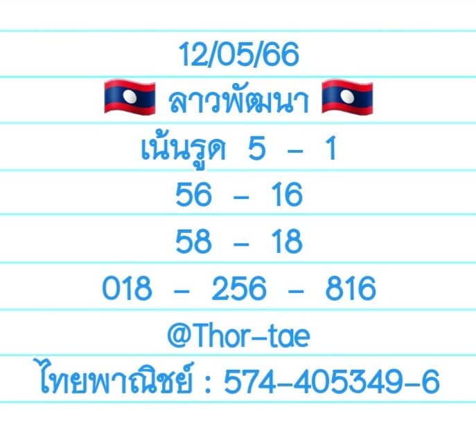 หวยลาว 12/5/66 ชุดที่ 1