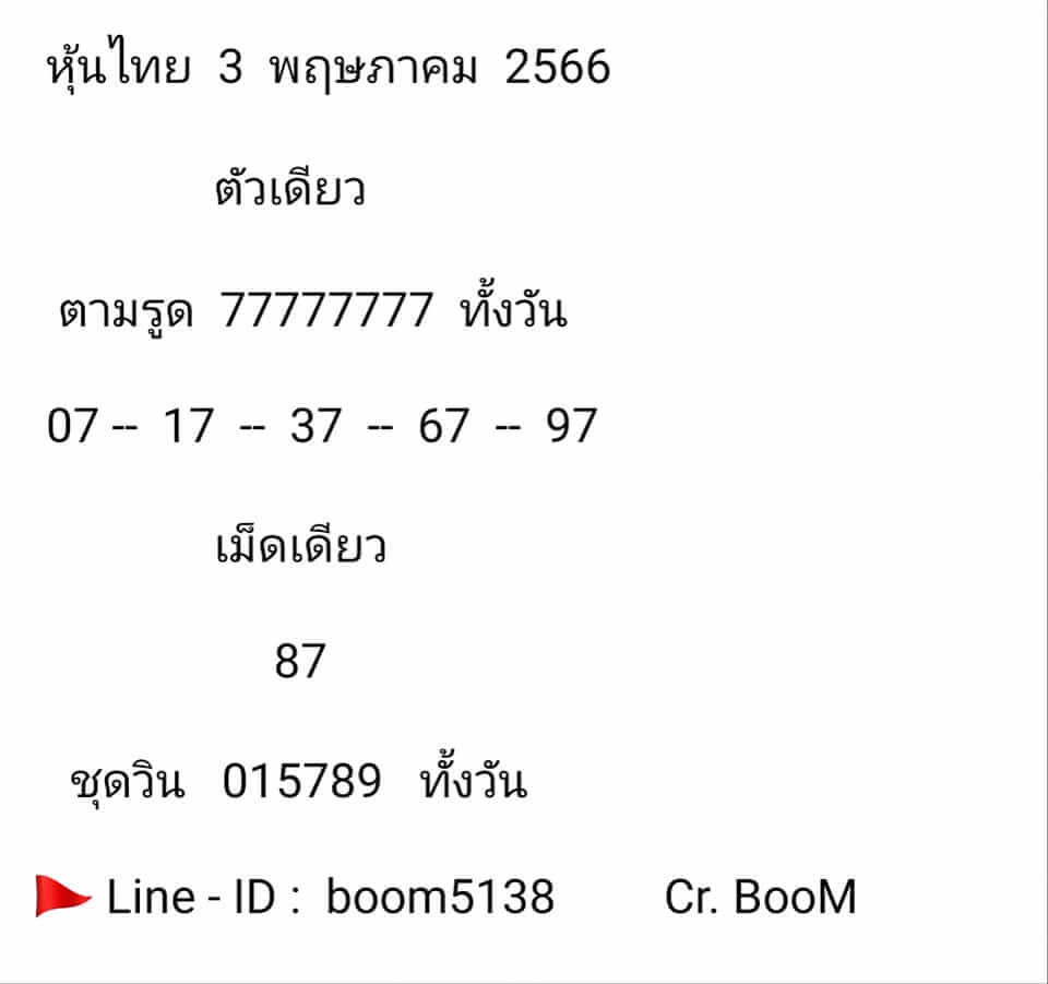 หวยหุ้น 3/5/66 ชุดที่ 7