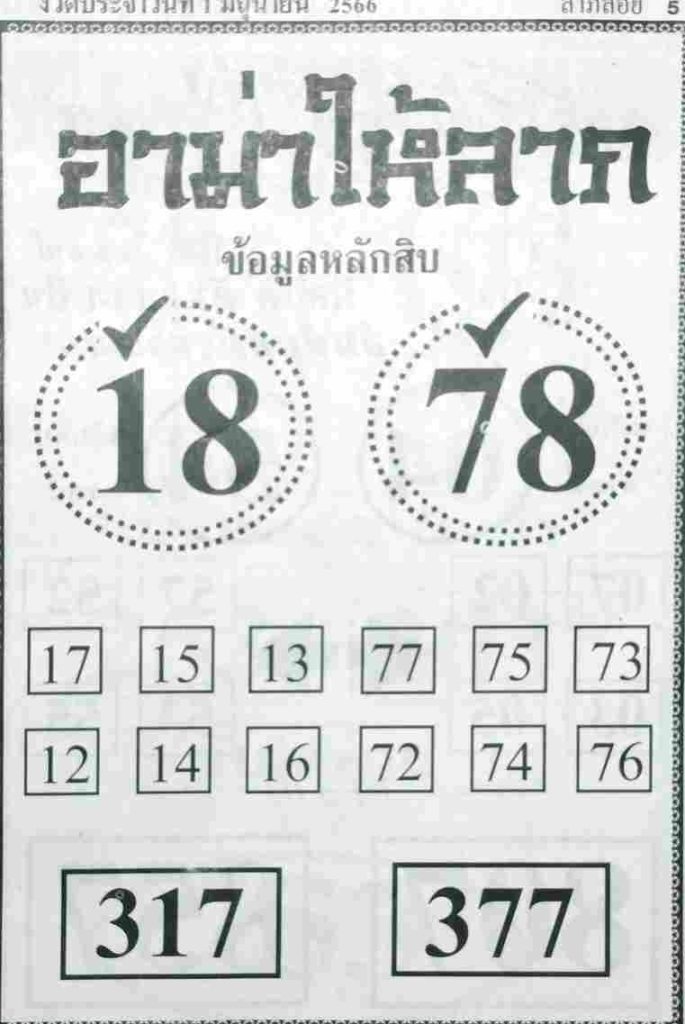 หวยอาม่าให้ลาภ 1/6/66