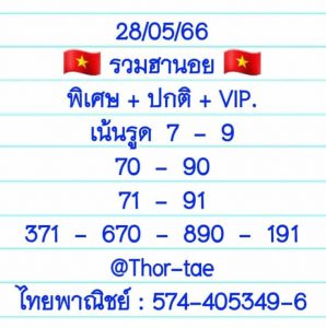 หวยฮานอย 28/5/66 ชุดที่ 2